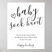 Baby Sock Hunt Baby shower Game Sign Poster (Voorkant)