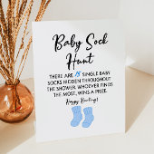 Baby Sock Hunt Baby shower Game Sign Reclamebord Met Voetstuk