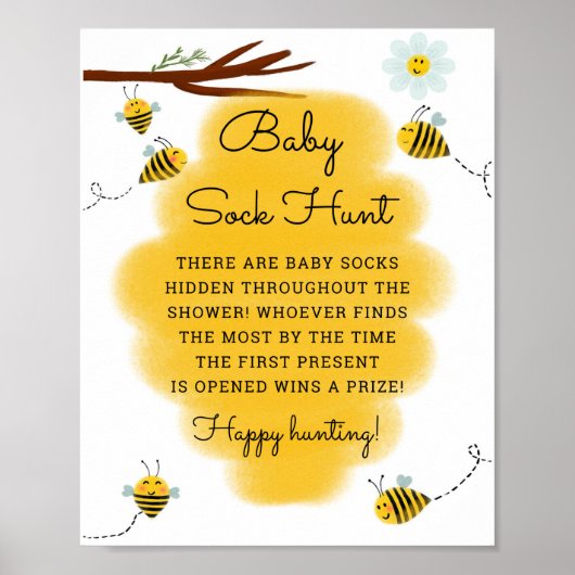 Baby Sock Hunt Bij Thema Baby Shower Spellen Bord Poster (Voorkant)