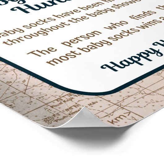 Baby Sock Hunt Douche Spel  Vliegtuig Reizen Poster (Hoek)