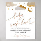 Baby Sock Hunt Game Twinkle Star Baby shower Sign. Poster (Voorkant)