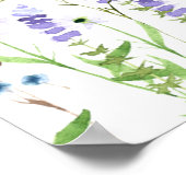 Baby Sock Hunt Paarse Wildflower Baby shower Game Poster (Hoek)