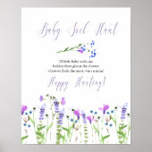 Baby Sock Hunt Paarse Wildflower Baby shower Game Poster (Voorkant)