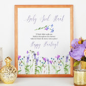 Baby Sock Hunt Paarse Wildflower Baby shower Game Poster