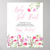 Baby Sock Hunt Pink Wildflower Baby shower Poster (Voorkant)