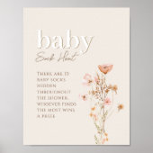 Baby Sock Hunt Teken voor Wildflower Baby shower Poster (Voorkant)