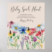 Baby Sock Hunt Wildflower Baby shower Game Poster (Voorkant)