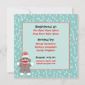 Baby Sock Monkey Baby shower Uitnodiging (Achterkant)