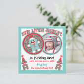 Baby Sock Monkey Verjaardagsfeestuitnodigingen Kaart (Staand voorkant)