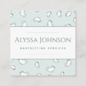 Baby Sock Pattern Babysitter Nanny Baby Care Fun Vierkante Visitekaartje (Voorkant)