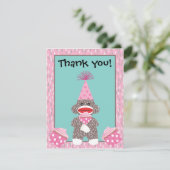 Baby Socket Monkey Cupcake Dank je wel Kaart (Staand voorkant)