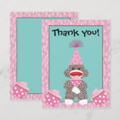 Baby Socket Monkey Cupcake Dank je wel Kaart (Voorkant / Achterkant)