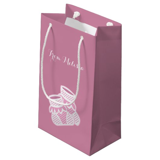 baby sokken - roze klein cadeauzakje (Achterkant Gekanteld)