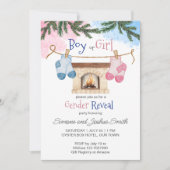 Baby sokken Winter Christmas Gender Reveal Kaart (Voorkant)