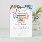 Baby sokken Winter Christmas Gender Reveal Kaart (Staand voorkant)