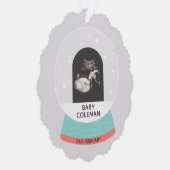 Baby Sonogram Sneeuw Wereldbol Kerst Ornament Kaar (Rechts)