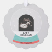 Baby Sonogram Sneeuw Wereldbol Kerst Ornament Kaar Kaart (Voorkant)