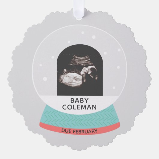 Baby Sonogram Sneeuw Wereldbol Kerst Ornament Kaar Kaart (Voorkant)