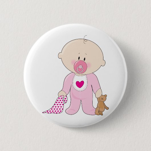 Baby Soother Girl Ronde Button 5,7 Cm (Voorkant)
