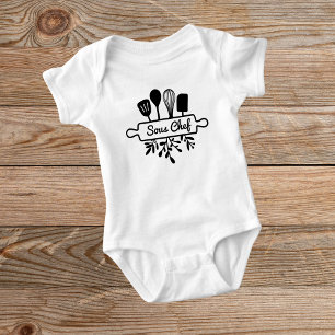 Baby Souschef Zwart Keuken Hulpje Ontwerp Romper