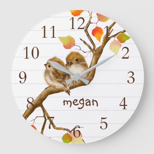 Baby Sparrow Birds Wall Clock Grote Klok (Voorkant)