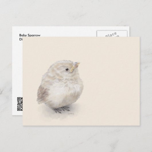 Baby Sparrow Digital-Waterverf Briefkaart (Voorkant / Achterkant)