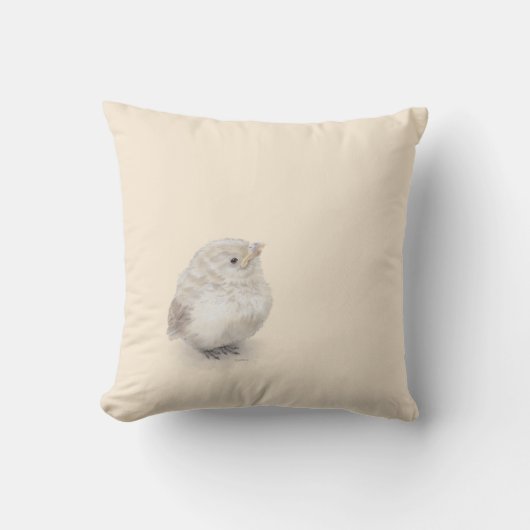 Baby Sparrow Digital-Waterverf Kussen (Voorkant)