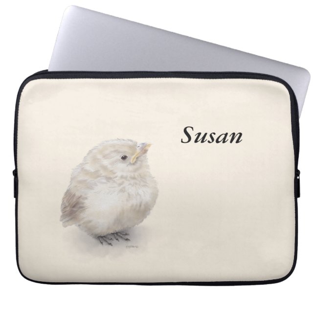 Baby Sparrow Digital-Waterverf Laptop Sleeve (Voorkant)