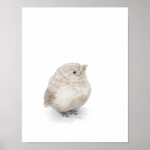 Baby Sparrow Digital-Waterverf Poster