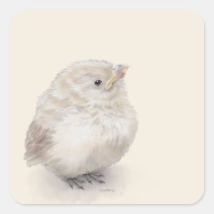Baby Sparrow Digital-Waterverf Vierkante Sticker