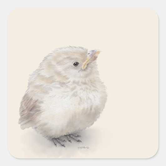 Baby Sparrow Digital-Waterverf Vierkante Sticker (Voorkant)