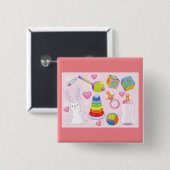 Baby Speelgoed en Nursery Essentials Vierkante Button 5,1 Cm (Voorkant /achterkant)