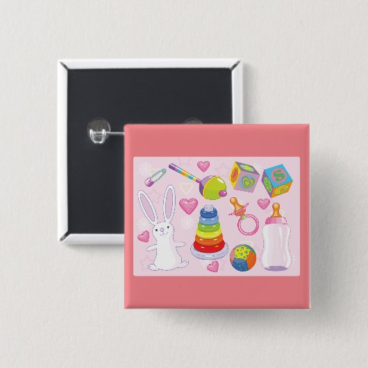 Baby Speelgoed en Nursery Essentials Vierkante Button 5,1 Cm (Voorkant /achterkant)