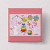 Baby Speelgoed en Nursery Essentials Vierkante Button 5,1 Cm (Voorkant)