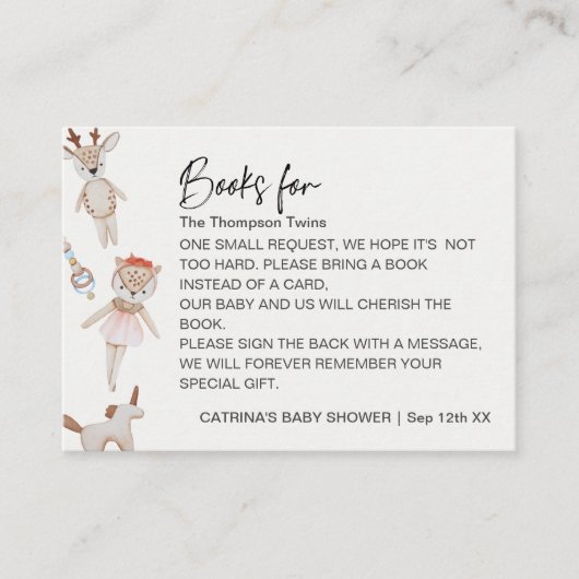 Baby speelgoed Genderneutraal tweelingboek voor Ba Informatiekaartje (Voorkant)