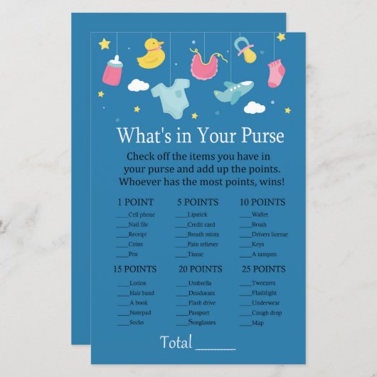 Baby-speelgoed Wat zit er in je handtas? (Voorkant / Achterkant)