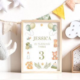 Baby SpeelgoedWaterverf Birthday Nursery Poster