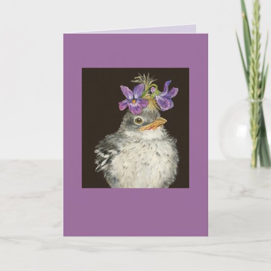 baby spotvogel met vioolpet kaart (Voorkant)