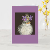 baby spotvogel met vioolpet kaart (Gele Bloem)