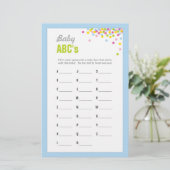 Baby springen/Baby shower ABC's game - blauw (Staand voorkant)