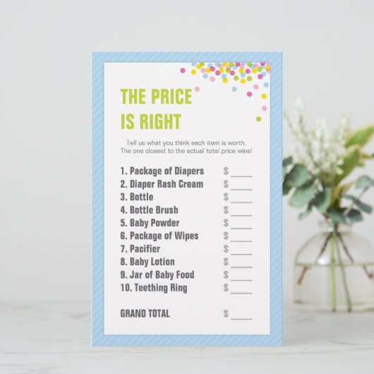 Baby springen/Baby shower prijs is juist - Blauw (Staand voorkant)