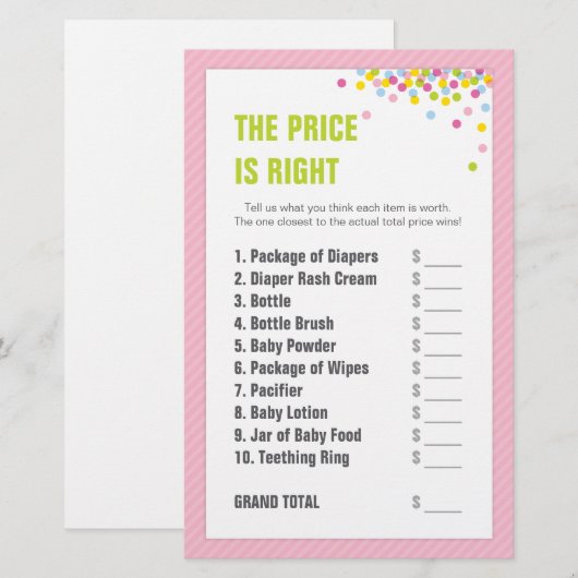 Baby springen/Baby shower prijs is juist - Roze (Voorkant / Achterkant)