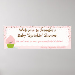 Baby-sprinkelbanner in pinken poster