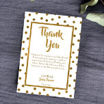 Baby sprinkhaan baby shower gouden bedankkaart<br><div class="desc">Sprinkle baby shower gouden sprinkle stippen dank je kaarten. Goud pit het feest.</div>