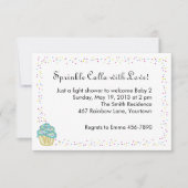 Baby sprinkhanen nodigt u uit met blauwe cupcake kaart (Voorkant)