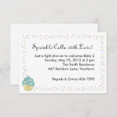 Baby sprinkhanen nodigt u uit met blauwe cupcake kaart (Voorkant / Achterkant)