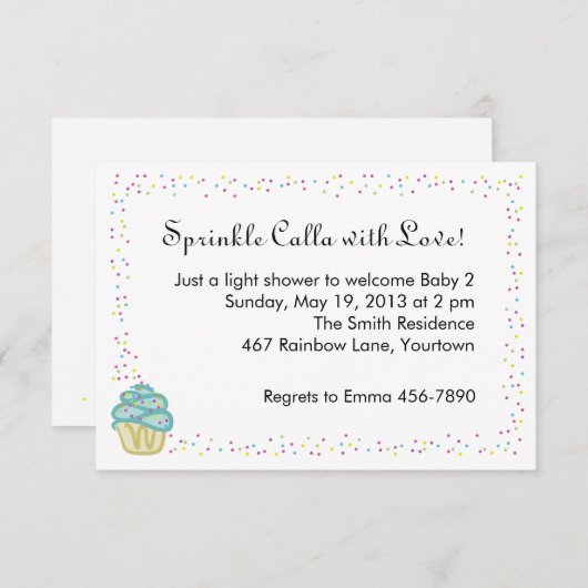 Baby sprinkhanen nodigt u uit met blauwe cupcake kaart (Voorkant / Achterkant)