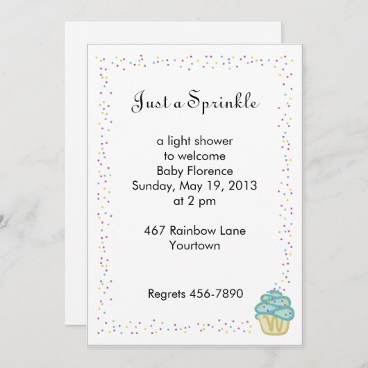 Baby sprinkhanen nodigt u uit met blauwe cupcake kaart (Voorkant / Achterkant)