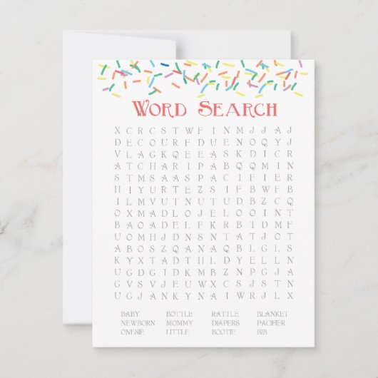 Baby Sprinkle 2-in-1 spel - Woord zoeken & Dieren Kaart (Voorkant)