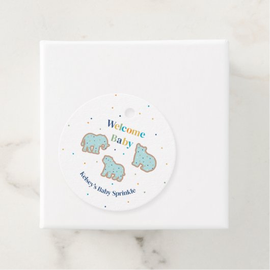 Baby Sprinkle Animal Cookies Boy Baby shower Bedankjes Labels (In situ)